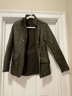 Barbour Utility Polarquilt Quilted Jacket Olive Fitted Field Coat UK 8